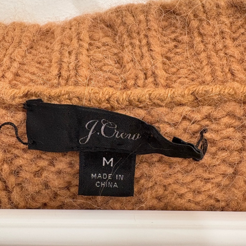 J. Crew Brown Rust Wool Alpaca Blend  Cable Knit Oversized Cardigan Size M - Picture 3 of 16